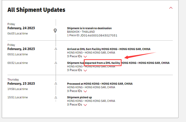 UPS Departed from Airport of Origin